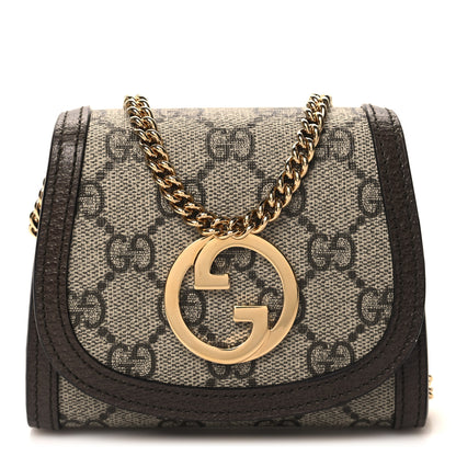 Gucci GG Supreme Monogram Textured Dollar Calfskin Medium Blondie Chain Wallet Beige Ebony New Acero 1 of 10