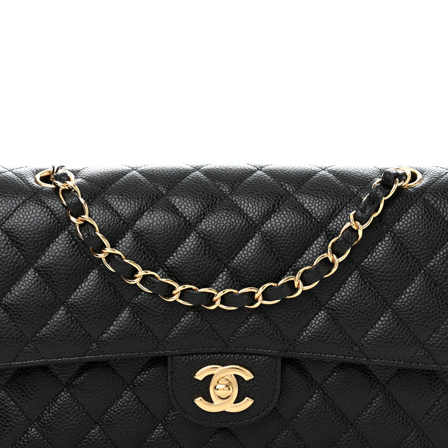 Caviar Quilted Medium Double Flap Black