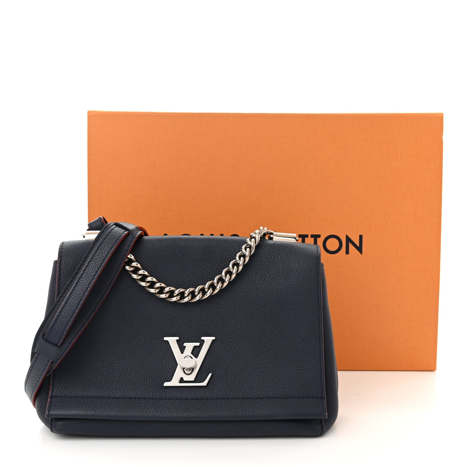 Louis Vuitton Calfskin Lockme II Chain Bag BB Marine Rouge 12 of 12