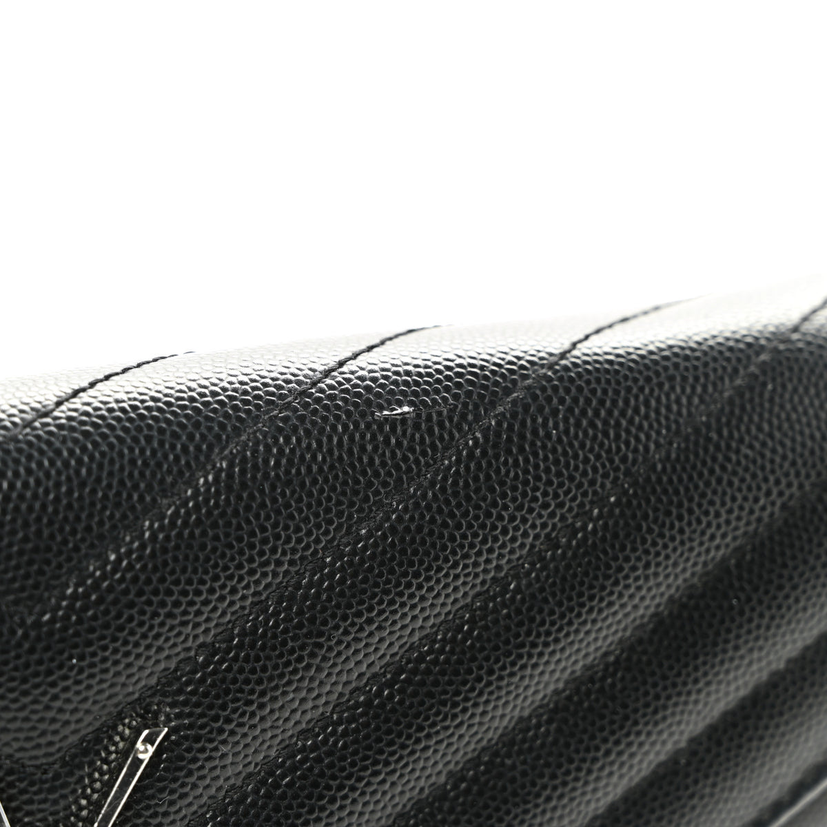 Saint Laurent Grain De Poudre Matelasse Chevron Monogram Chain Wallet Black 12 of 12