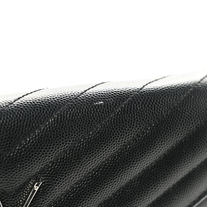 Saint Laurent Grain De Poudre Matelasse Chevron Monogram Chain Wallet Black 12 of 12