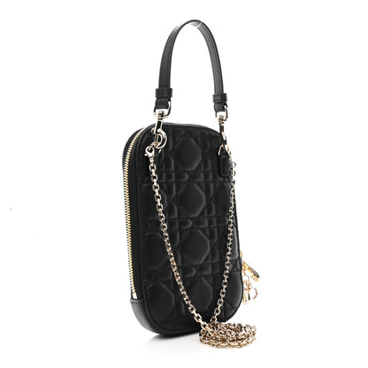 Christian Dior Lambskin Cannage Lady Dior Phone Holder Black 3 of 11