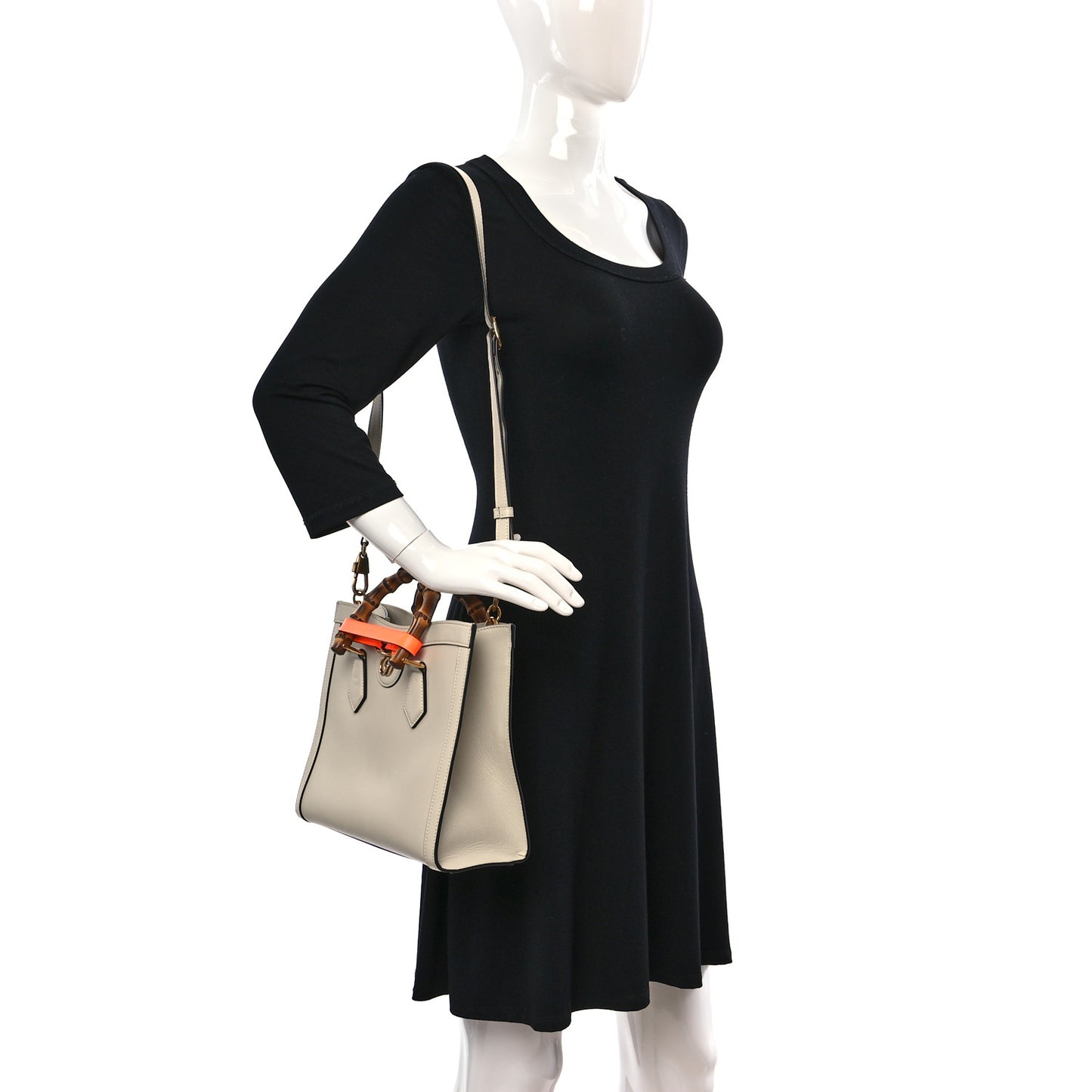 Wonka Grain Calfskin Small Diana Tote Bag Mystic White Orange Fluo