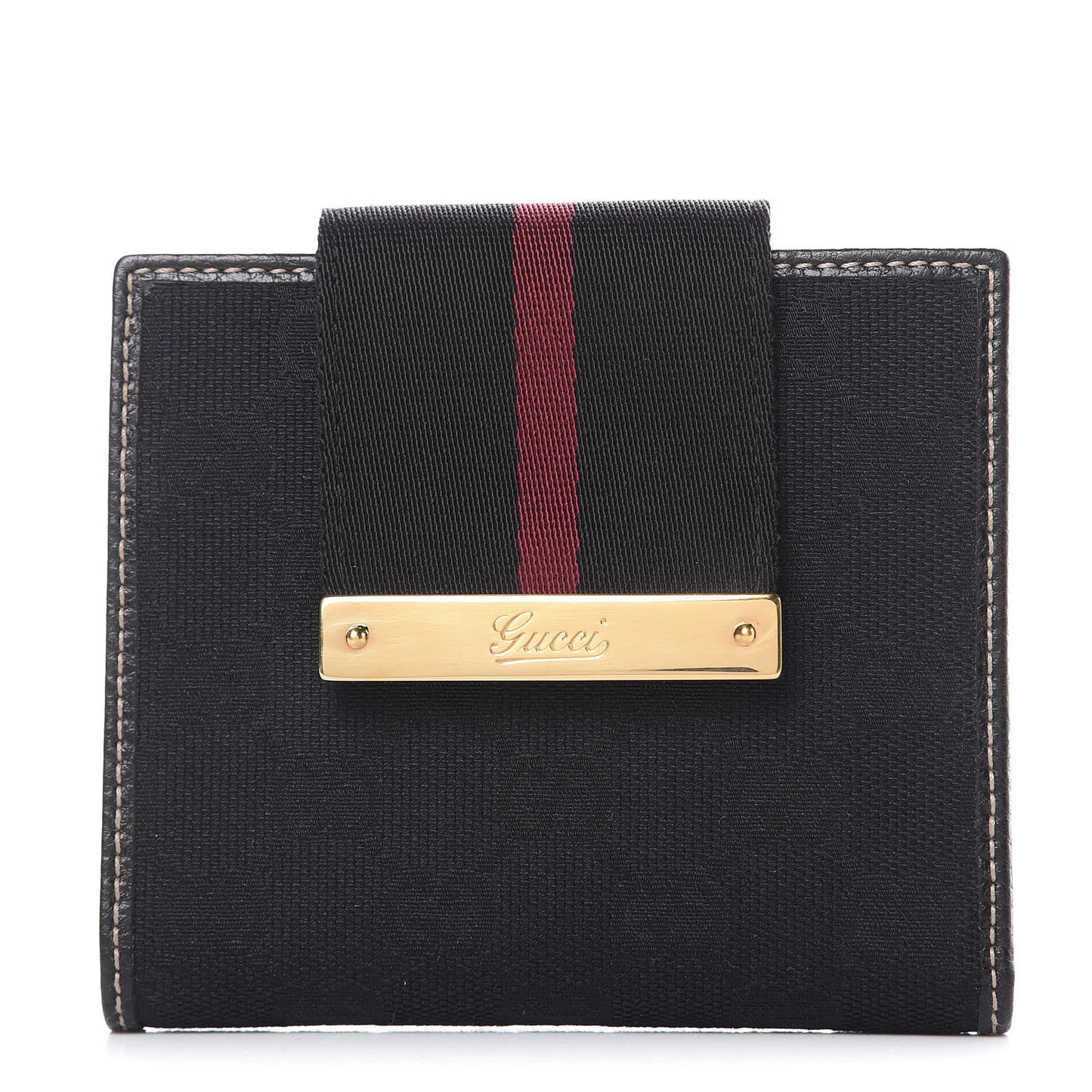 Monogram Web French Flap Wallet Black