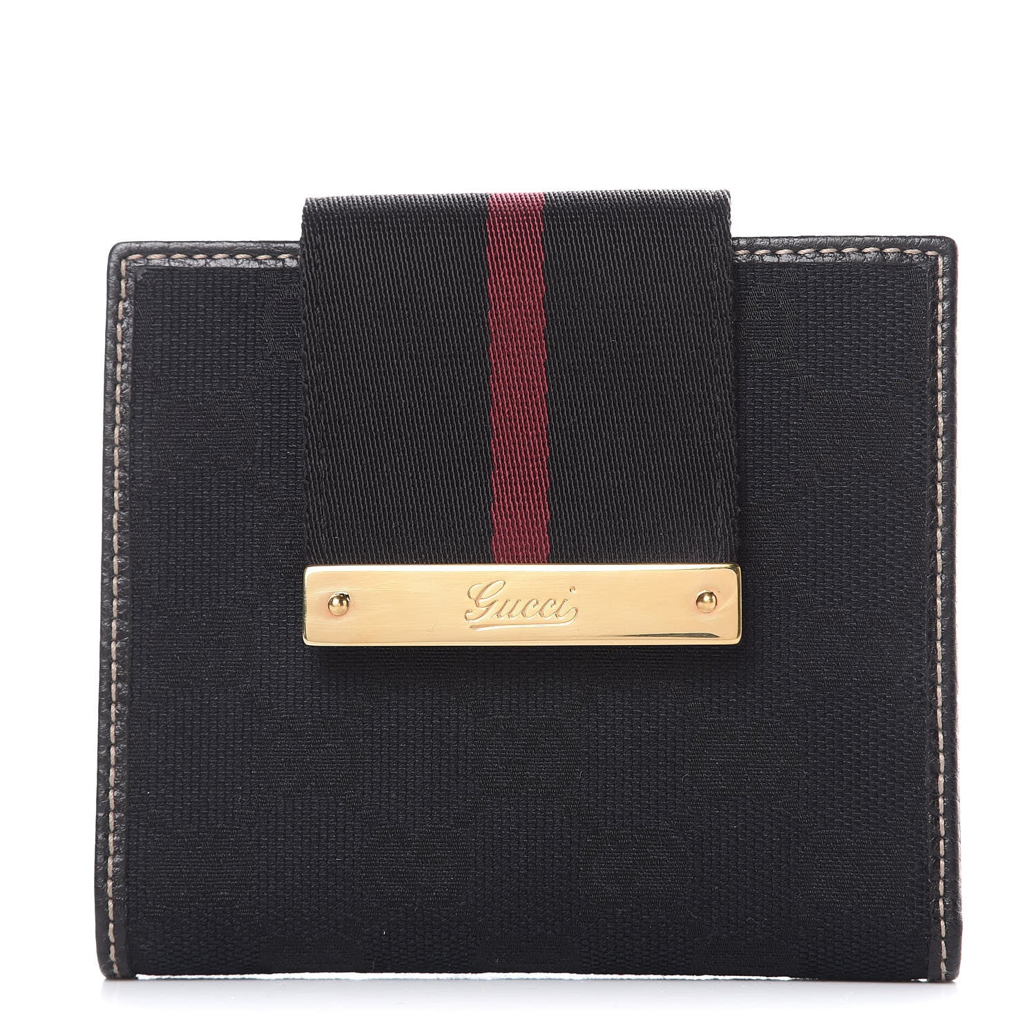 Gucci Monogram Web French Flap Wallet Black 1 of 10