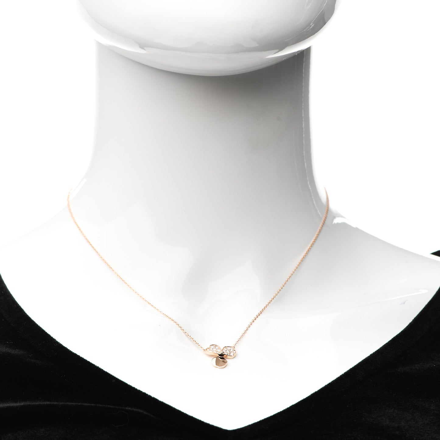 18K Rose Gold Diamond Paper Flowers Pendant Necklace
