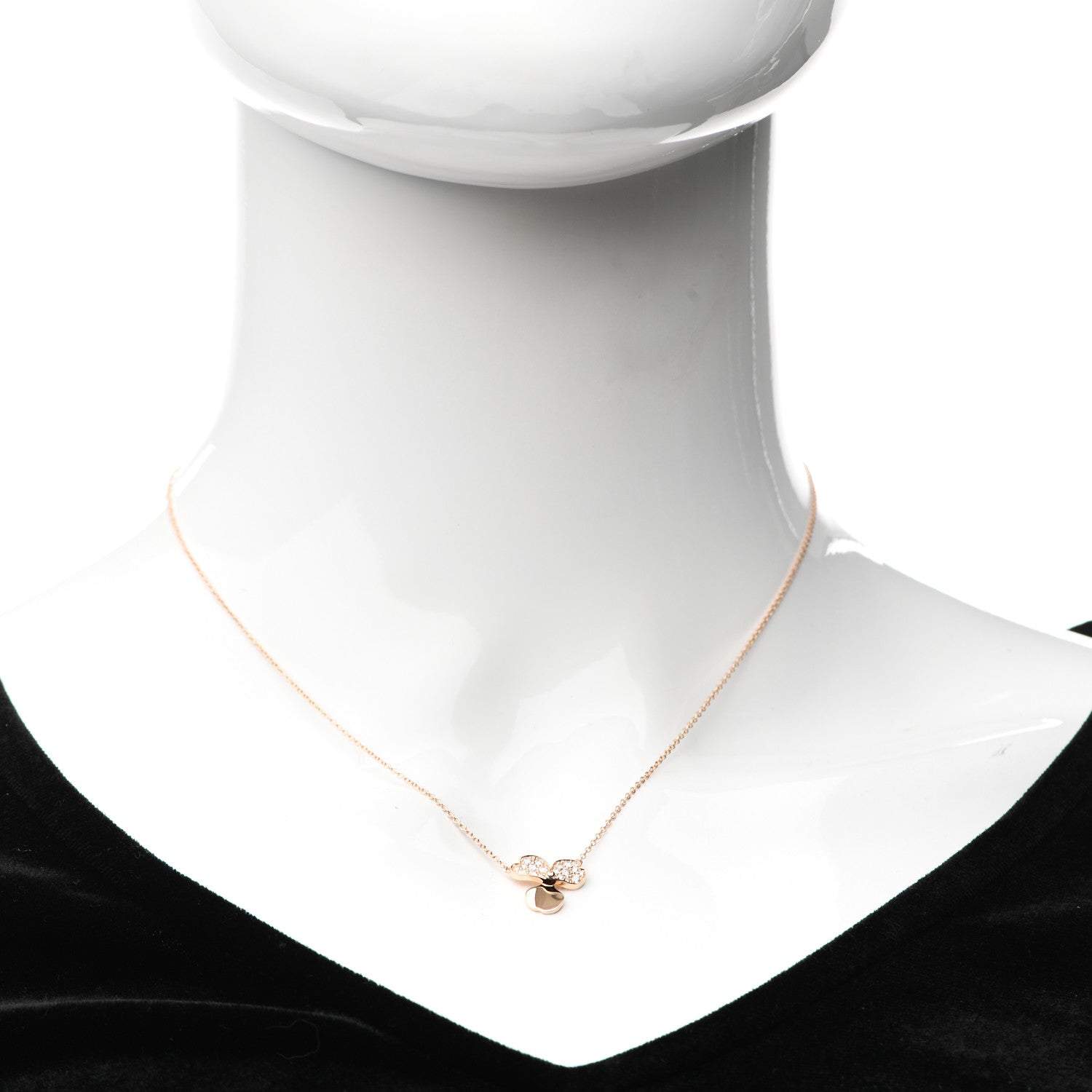 Tiffany 18K Rose Gold Diamond Paper Flowers Pendant Necklace 2 of 6