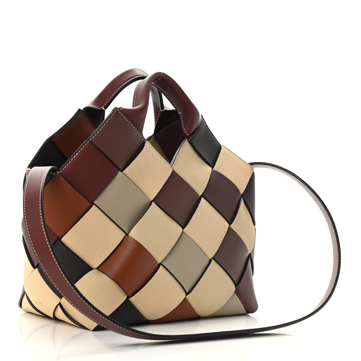 Loewe Calfskin Small Woven Basket Surplus Bag Hazelnut Camel 3 of 8