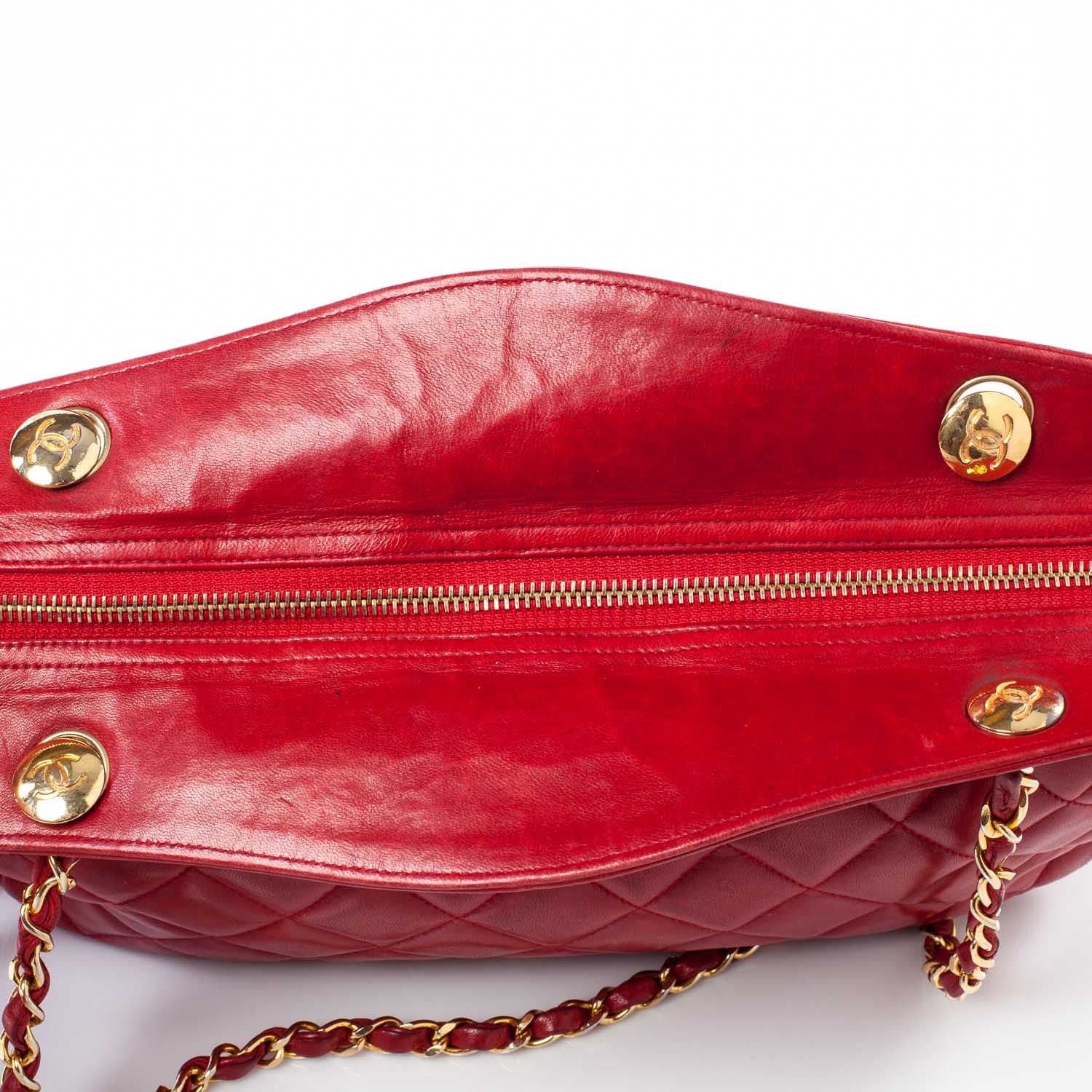 Chanel Lambskin Quilted Shoulder Bag Red 6 of 11