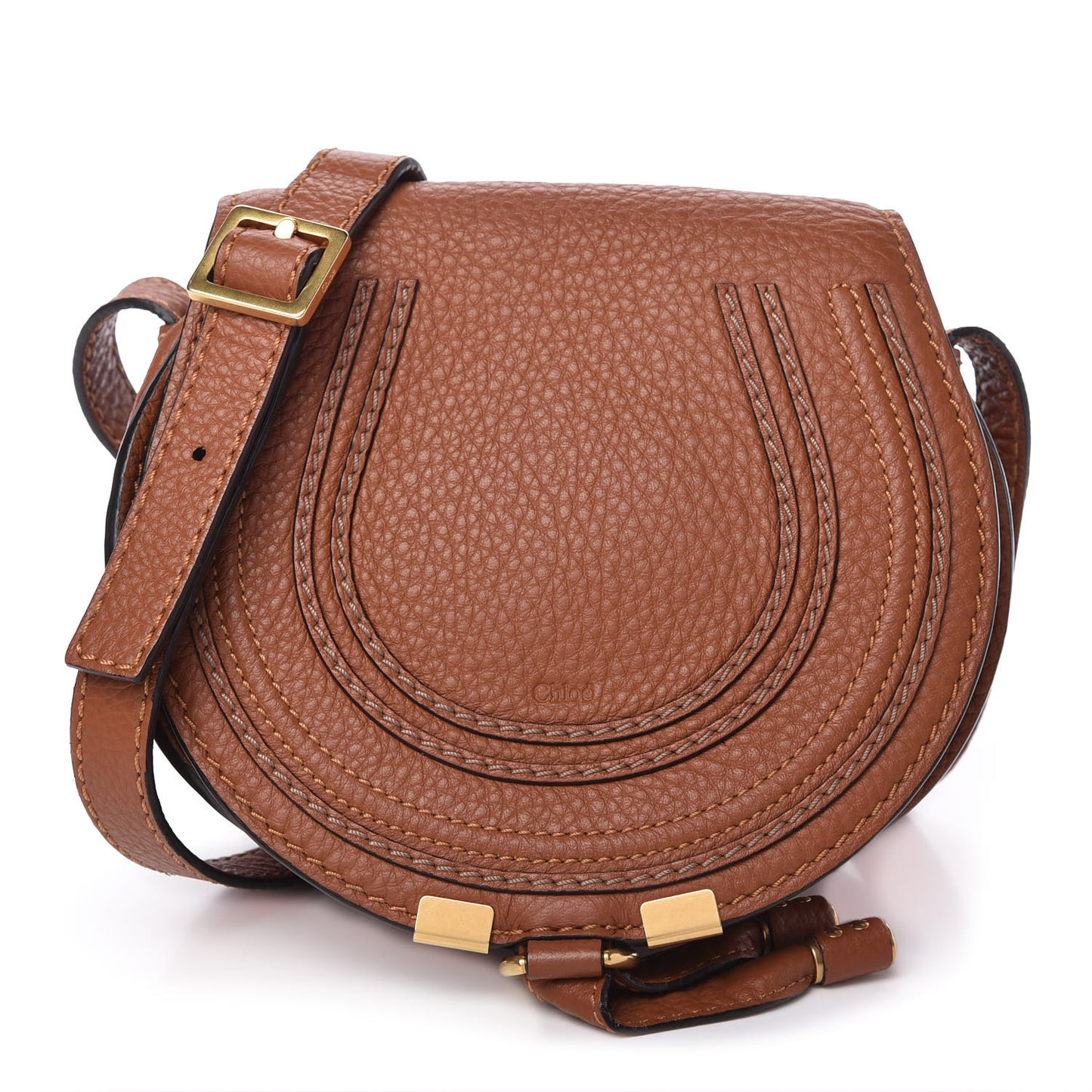 Calfskin Mini Marcie Round Crossbody Bag Tan