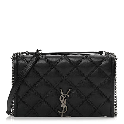 Saint Laurent Lambskin Diamond Quilted Becky Chain Wallet Black 1 of 11