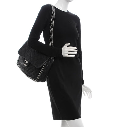 Chanel Washed Lambskin Quilted Maxi Chain Around Flap Black 2 of 14