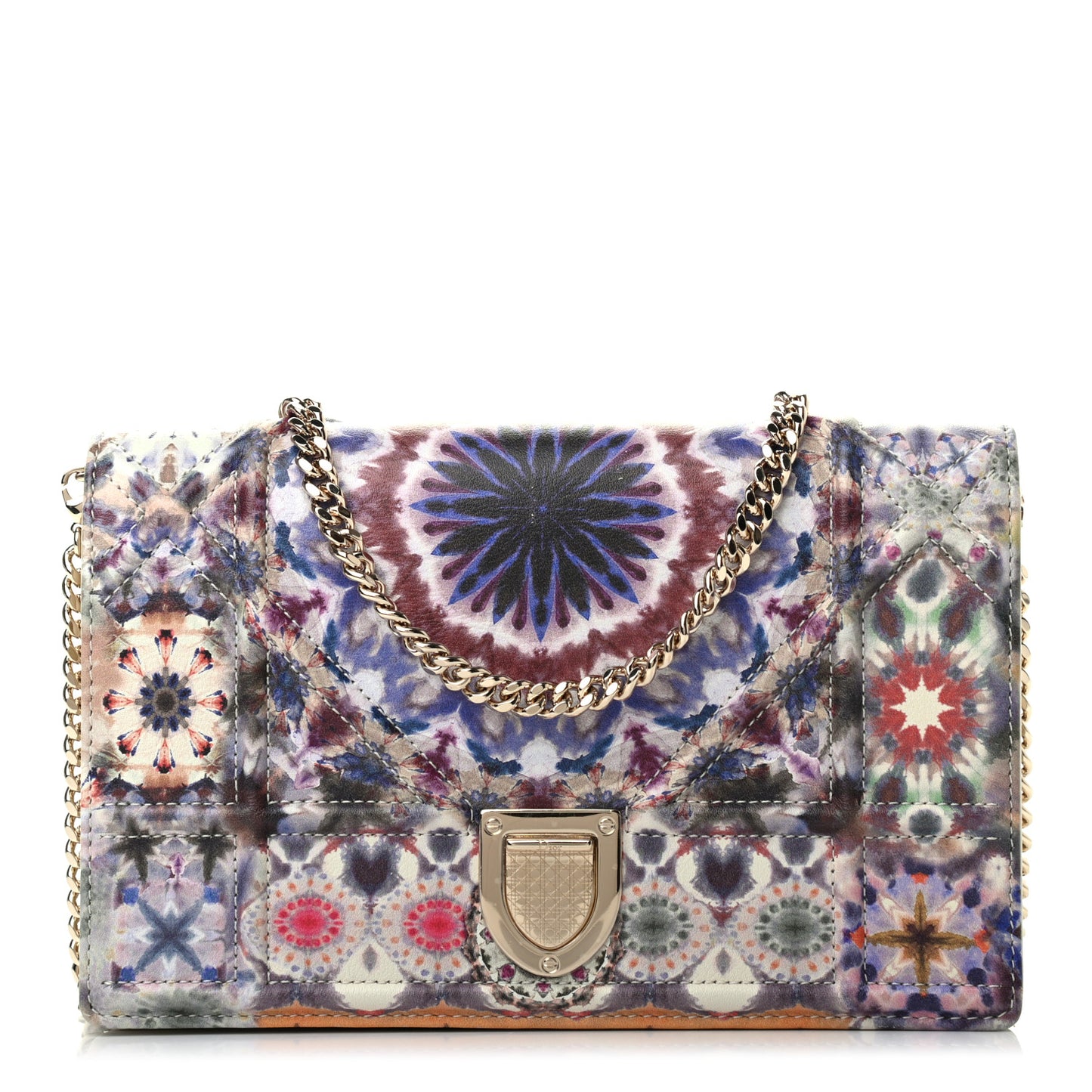 Calfskin KaleiDiorscopic Diorama Wallet On Chain Pouch Latte Multicolor