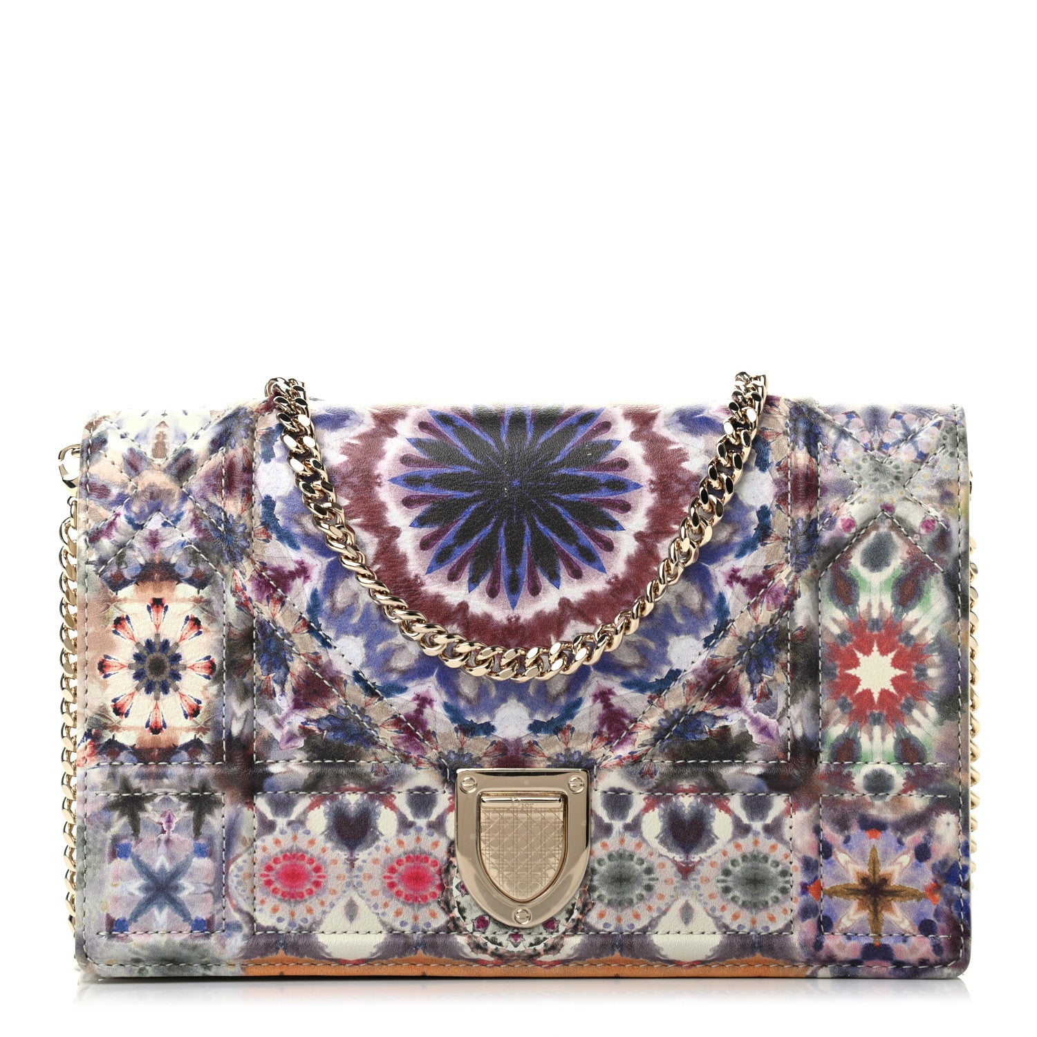 Christian Dior Calfskin KaleiDiorscopic Diorama Wallet On Chain Pouch Latte Multicolor 1 of 10