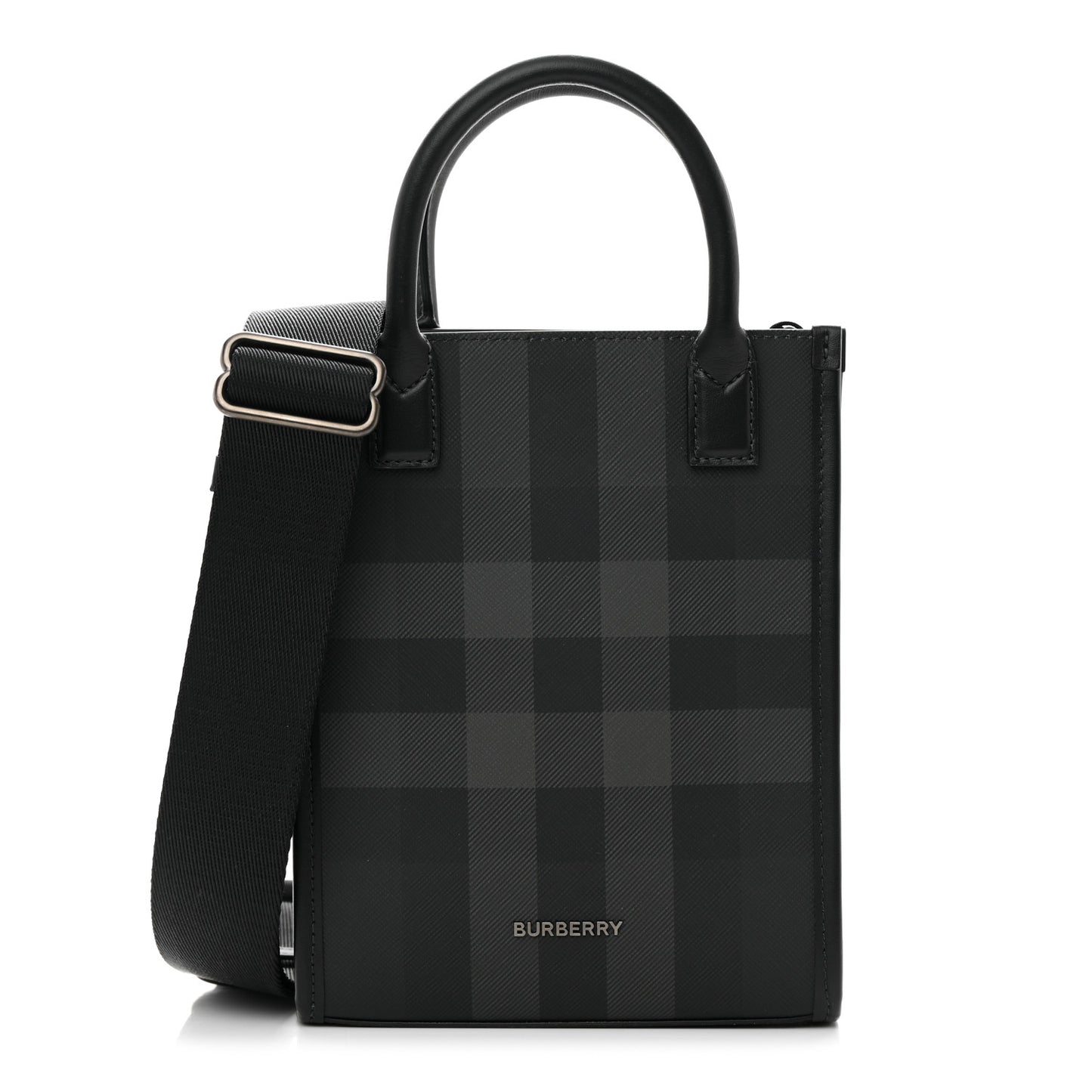 E-Canvas Mini Denny Check Tote Charcoal