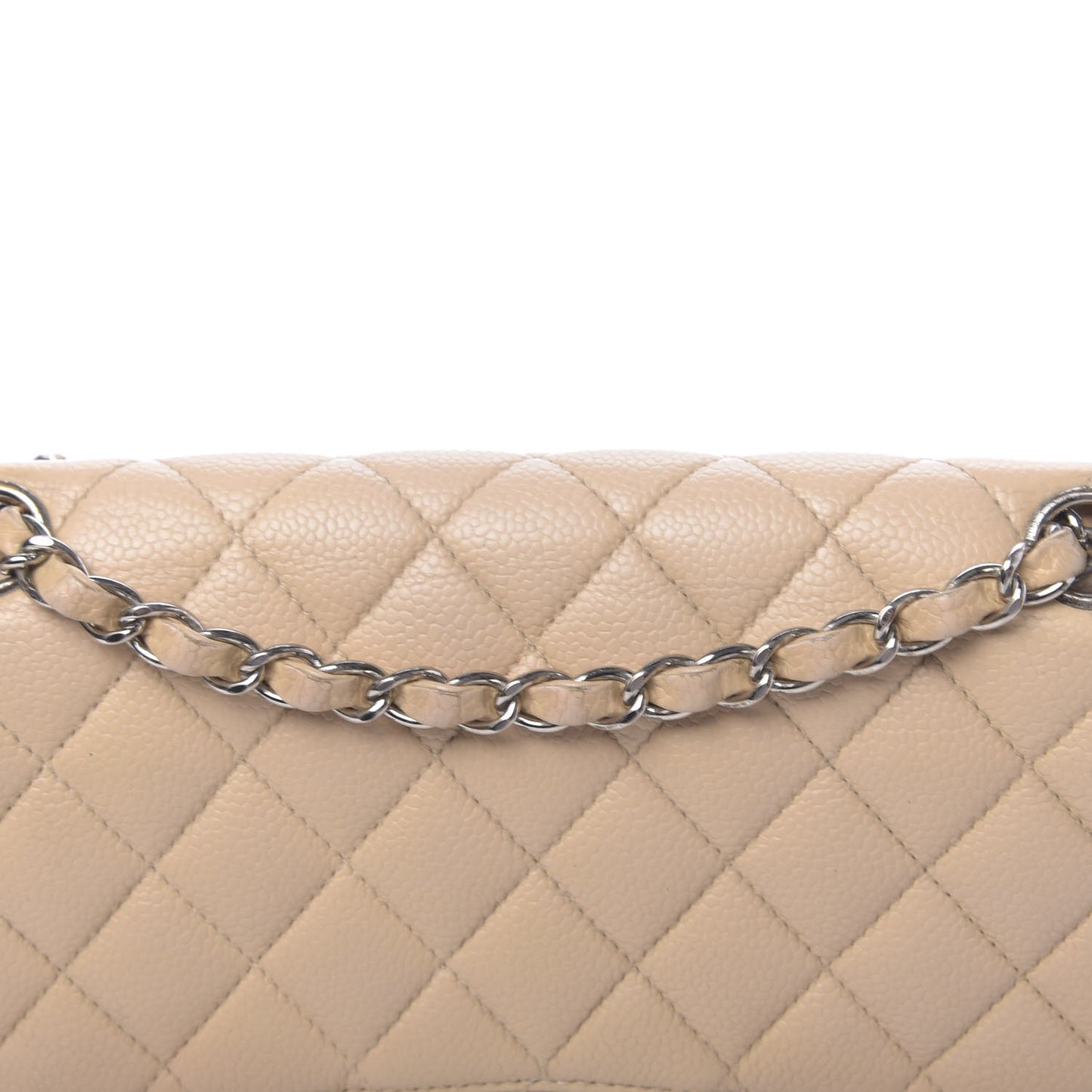 Caviar Quilted Medium Double Flap Beige Clair