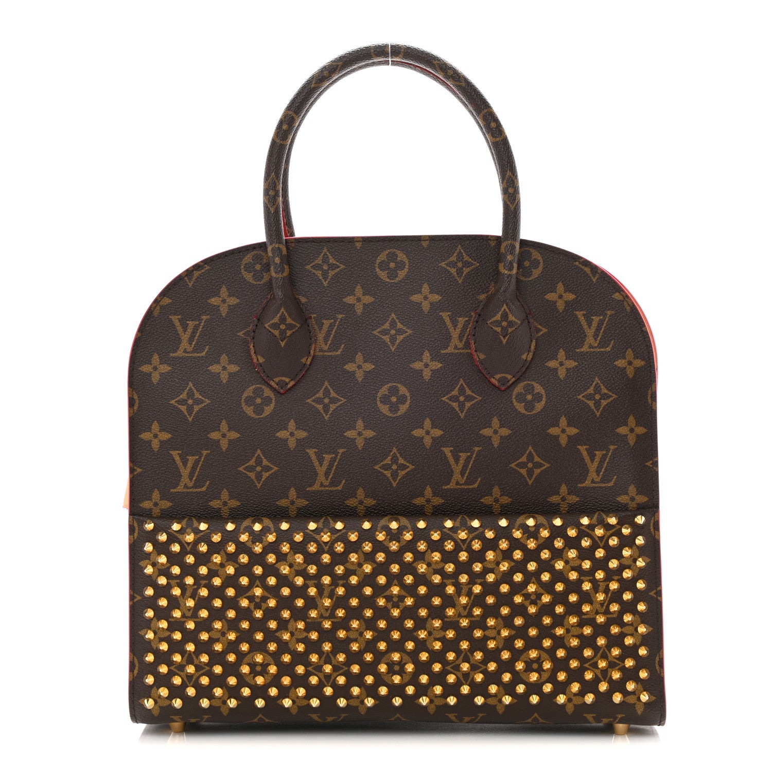 Louis Vuitton Monogram Calf Hair Spikes Iconoclasts Christian Louboutin Tote Red 1 of 15