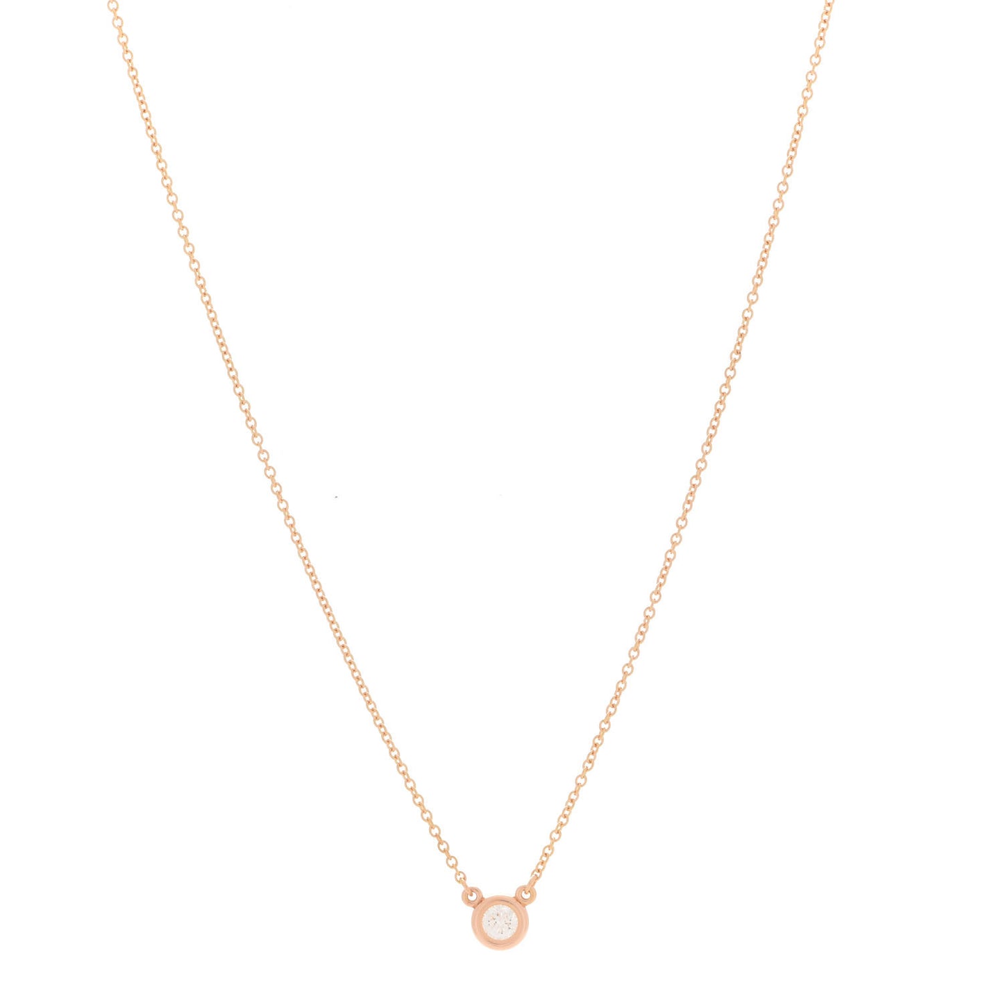 18K Rose Gold Diamond .17ct Elsa Peretti Diamonds by the Yard Pendant Necklace