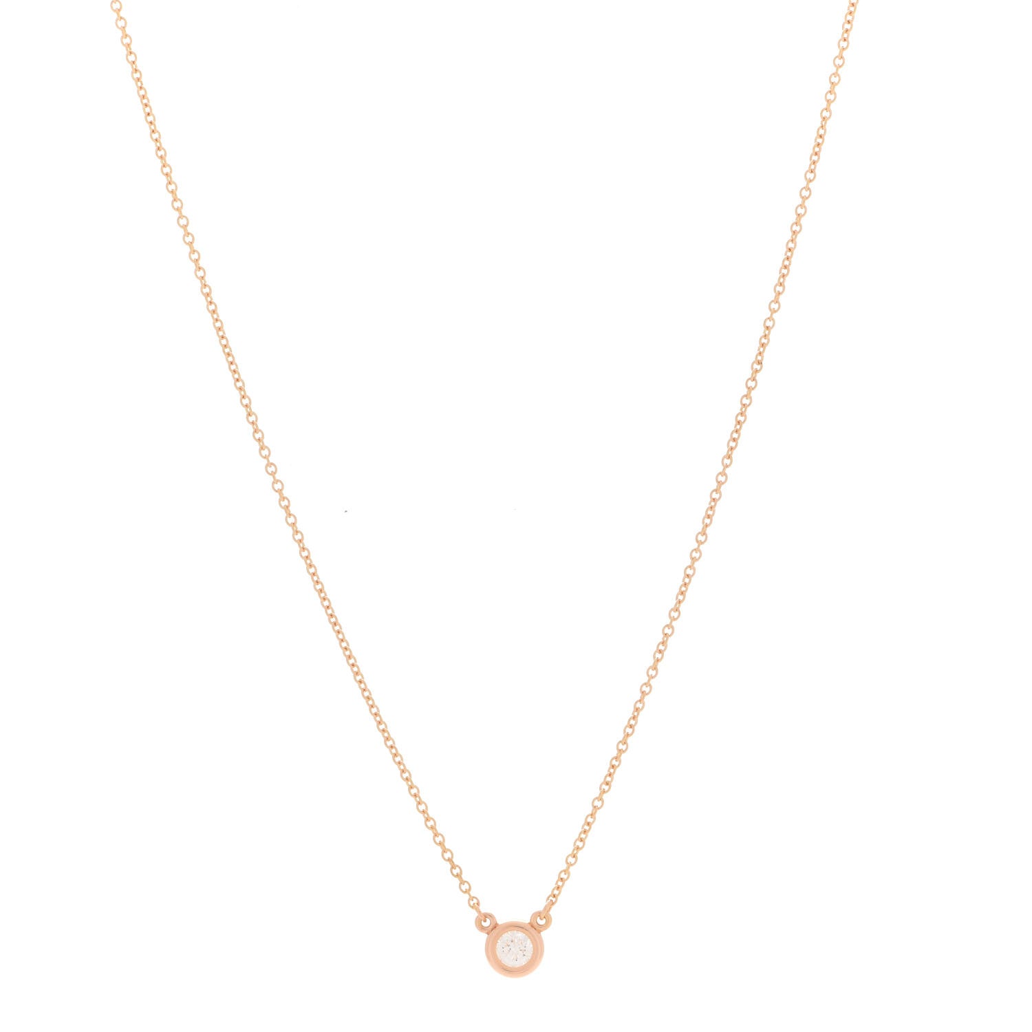 Tiffany 18K Rose Gold Diamond .17ct Elsa Peretti Diamonds by the Yard Pendant Necklace 1 of 6