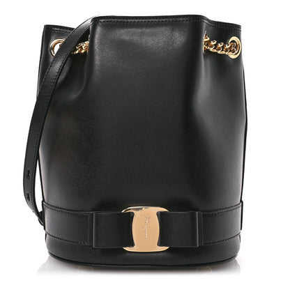 Salvatore Ferragamo Calfskin Vara Bow Bucket Bag Black 1 of 10