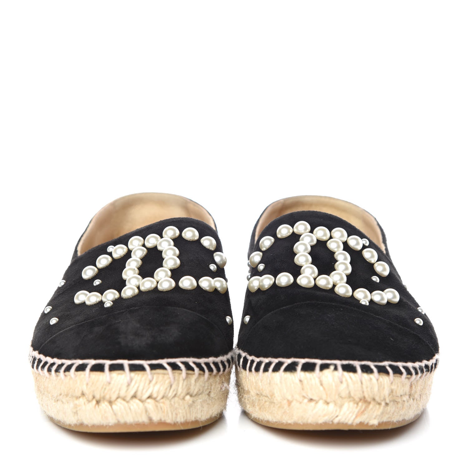 Chanel Suede Pearl CC Espadrilles 38 Black 2 of 10