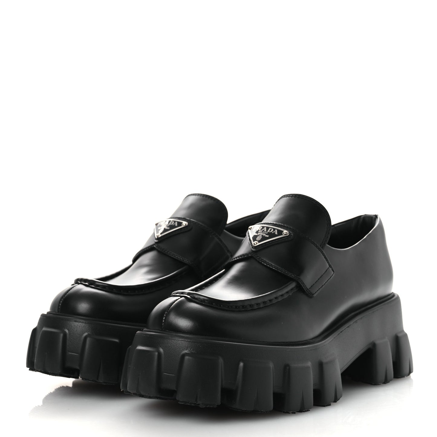 Spazzolato Rois Metal Triangle Logo Monolith 55mm Loafers 39 Black