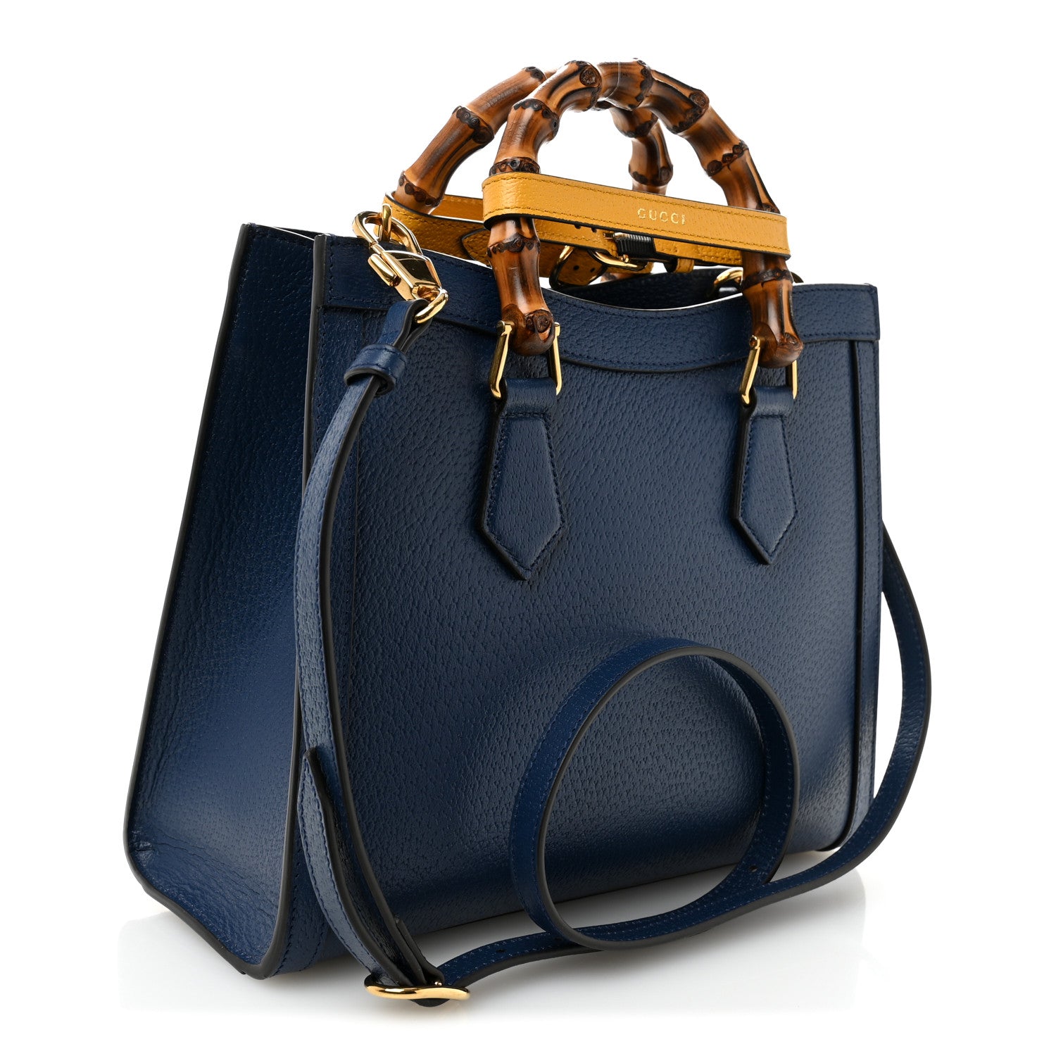 Gucci Textured Dollar Calfskin Web Small Diana Tote Bag Royal Crop 3 of 10