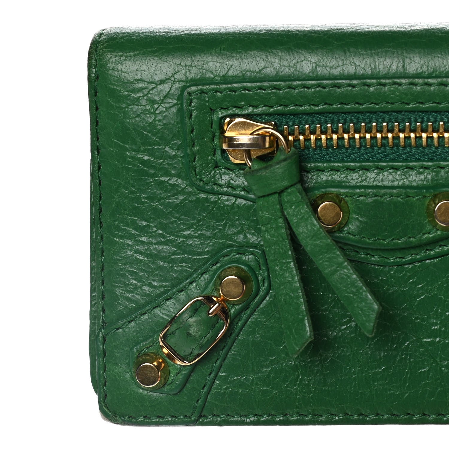 Balenciaga Agneau Arena Classic Gold Hardware Mini Wallet Vert Trefle 15 of 18