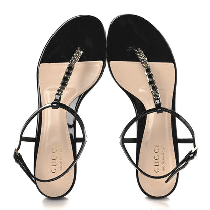 Gucci Vernice Crystal Signoria Thong Sandals 38 Black 2 of 9