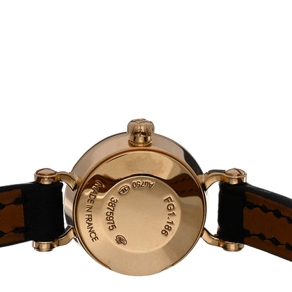 Hermes 18K Yellow Gold Barenia Diamond 16mm Faubourg Quartz Watch Noir 4 of 5