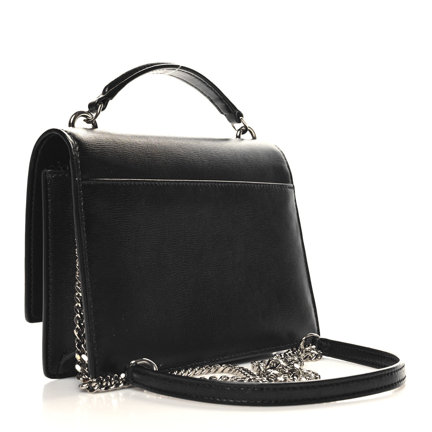 Saint Laurent Calfskin Monogram Sunset Top Handle Chain Wallet Black 3 of 10