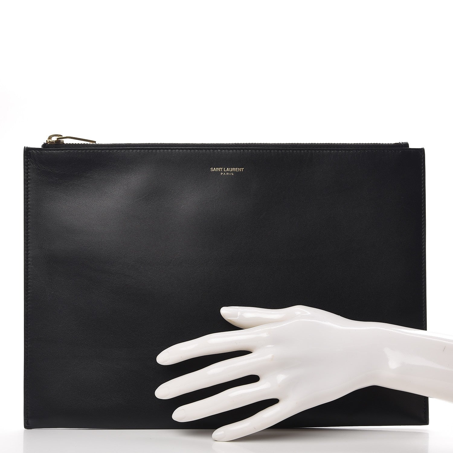 Saint Laurent Calfskin Zipped Clutch Black 2 of 18