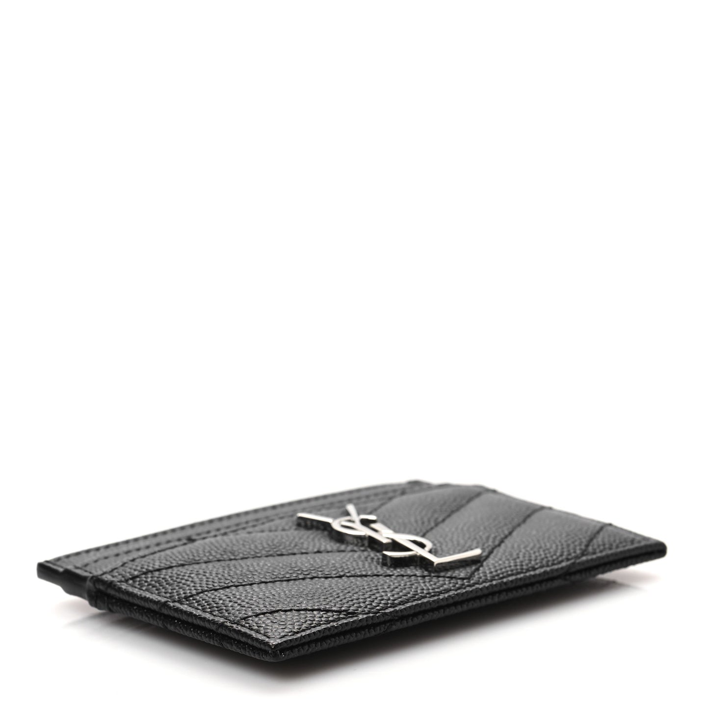 Grain De Poudre Matelasse Chevron Monogram Credit Card Case Black