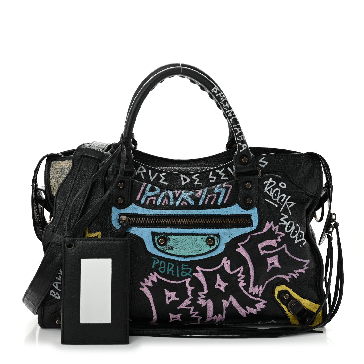 Balenciaga Agneau Graffiti All Over Classic Hardware City Black Multicolor 3 of 11