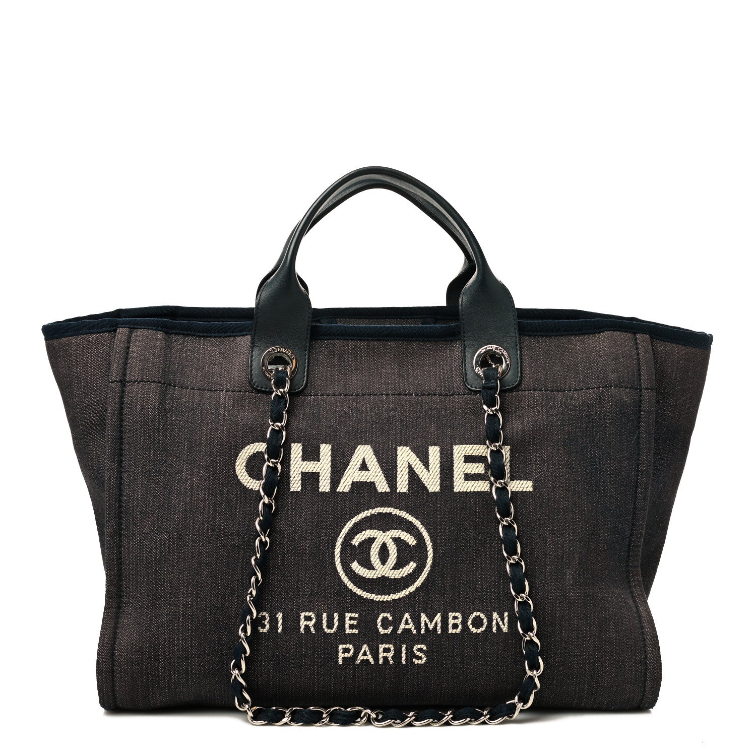 Chanel Denim Medium Deauville Tote Dark Blue 1 of 14