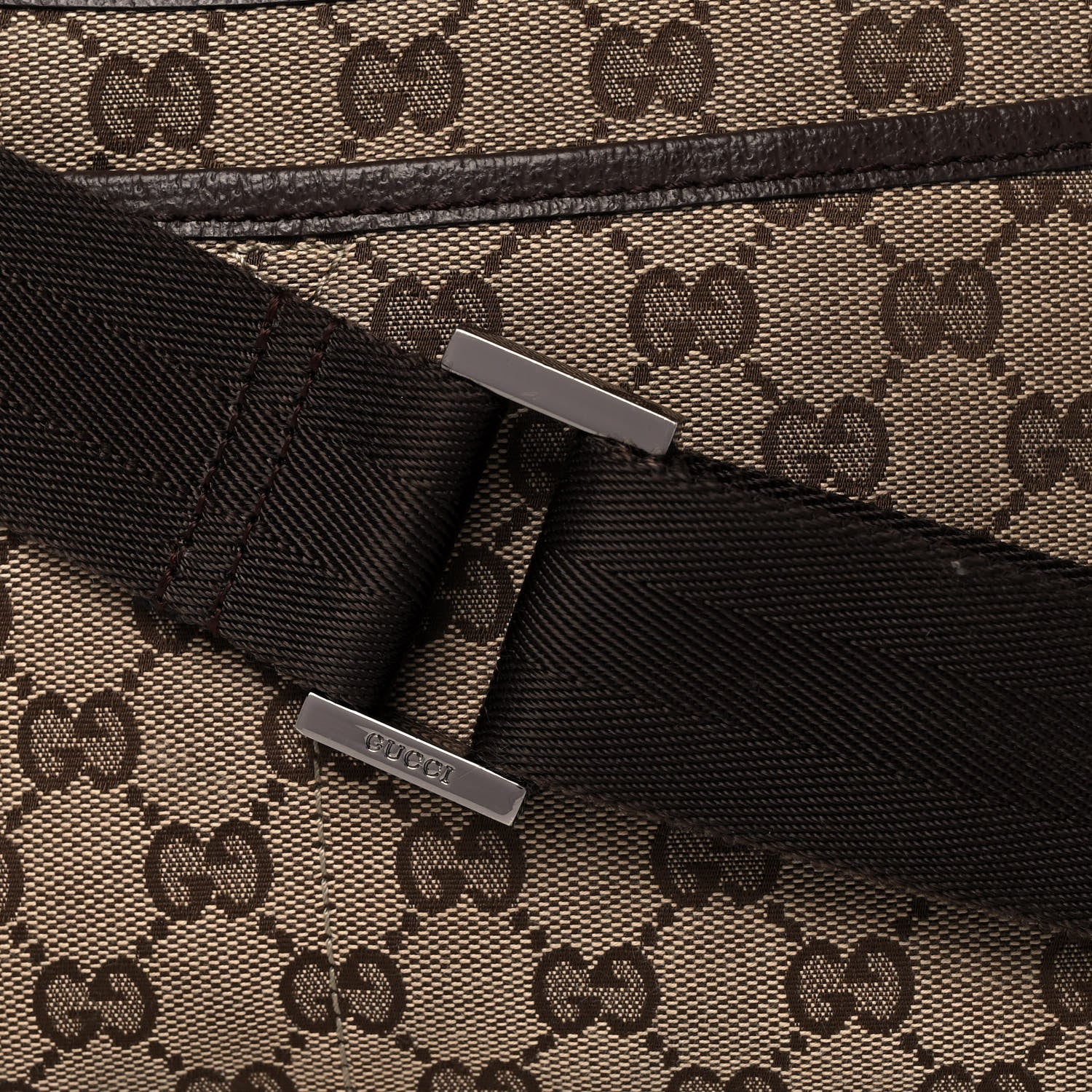 Gucci Monogram Natural Pigskin Large Diaper Bag Beige Ebony Cocoa Dark Chocolate 10 of 17