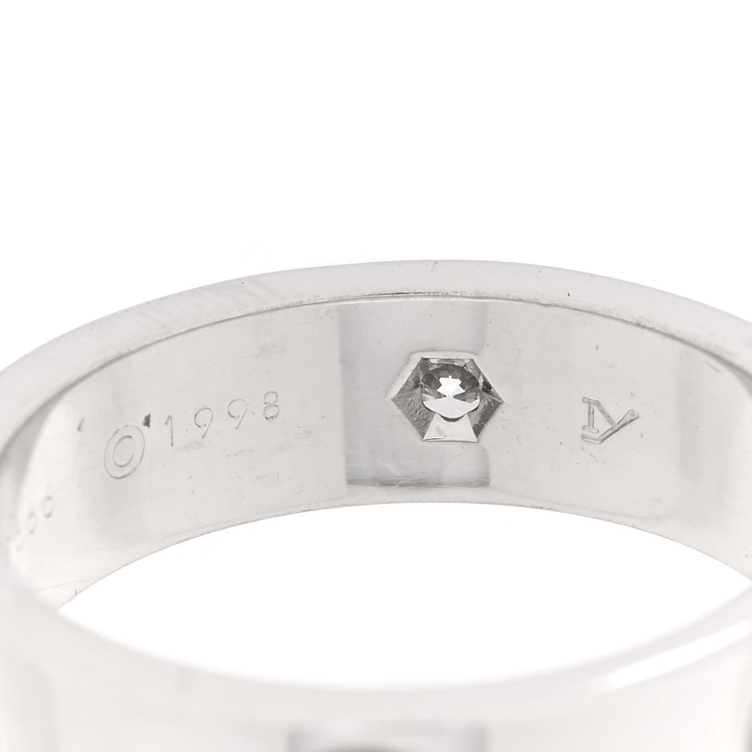 Cartier 18K White Gold 3 Diamond 5.5mm LOVE Ring 55 7.25 5 of 5