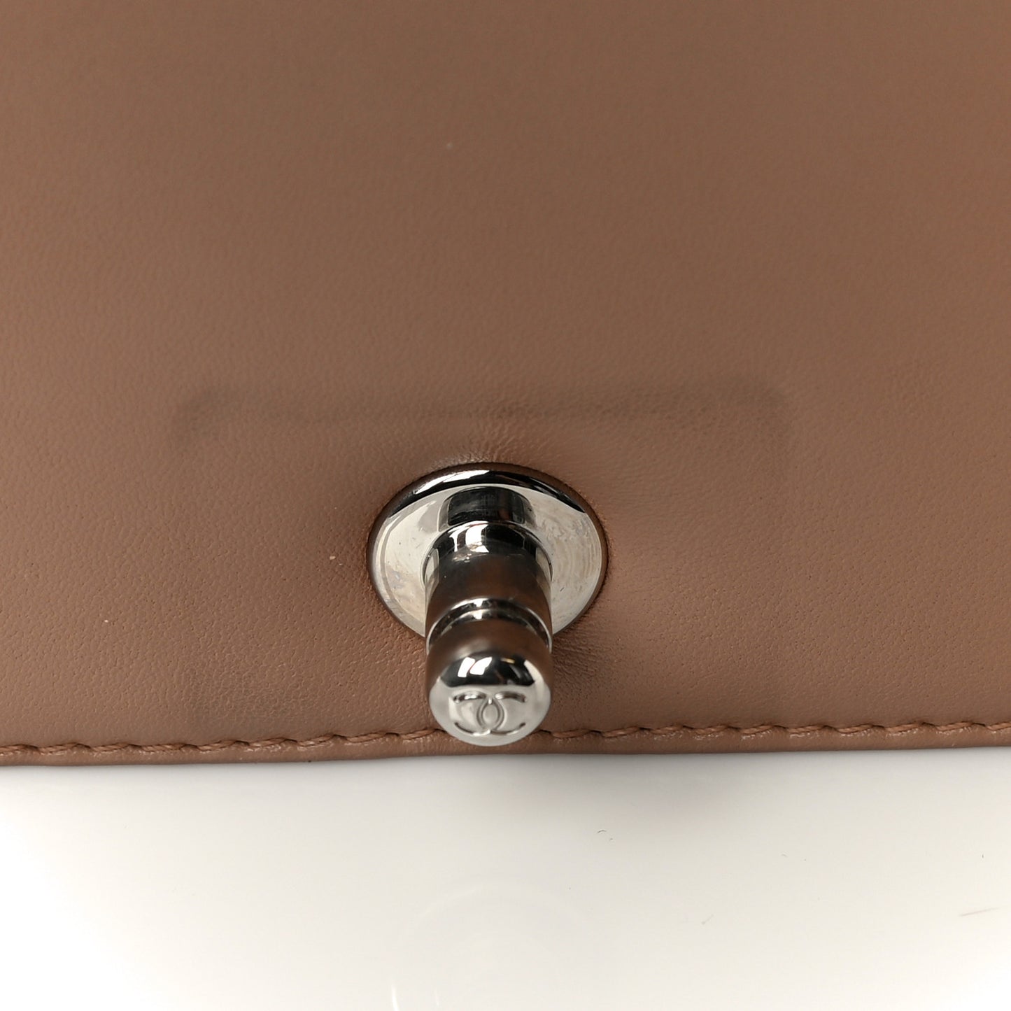 Lambskin Perforated Medium Boy Flap Dark Beige