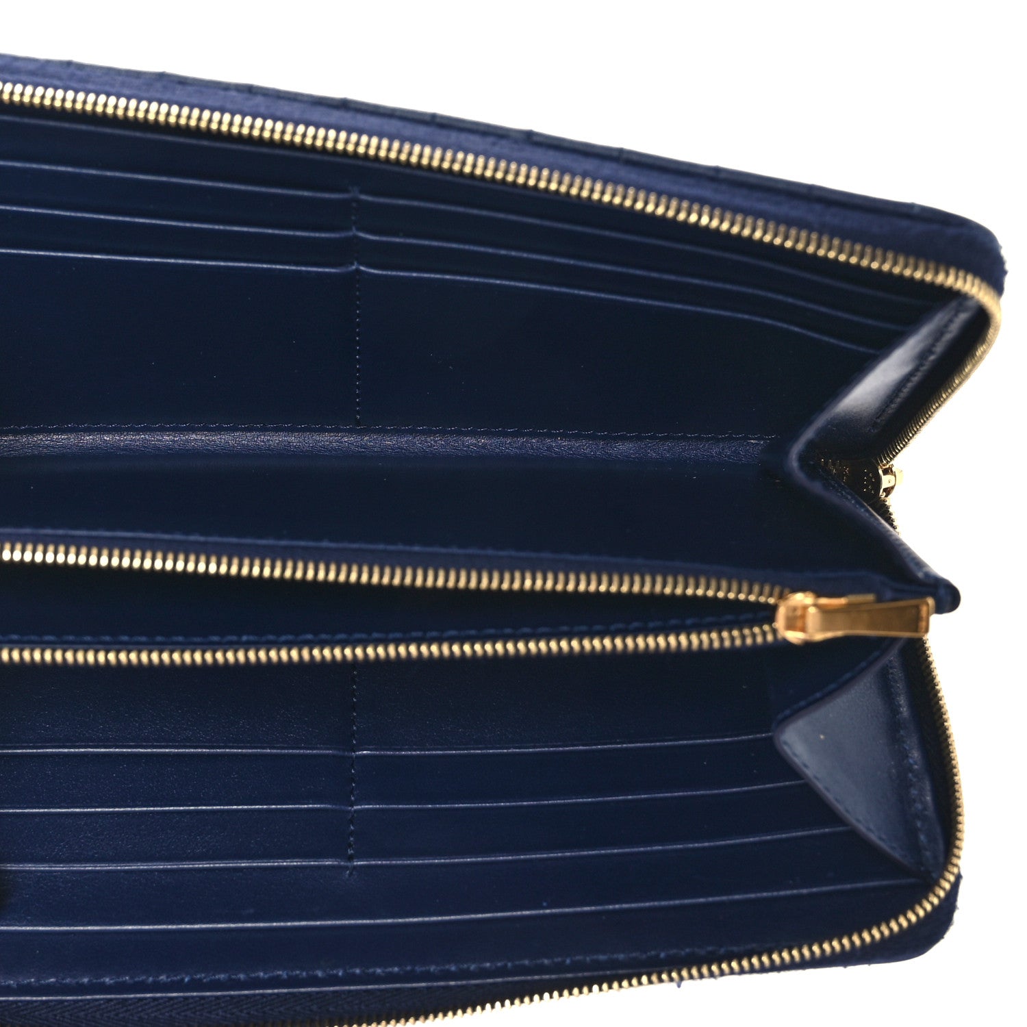 Celine Lambskin Quilted Large C Charm Zip Around Wallet Dark Blue 5 of 10