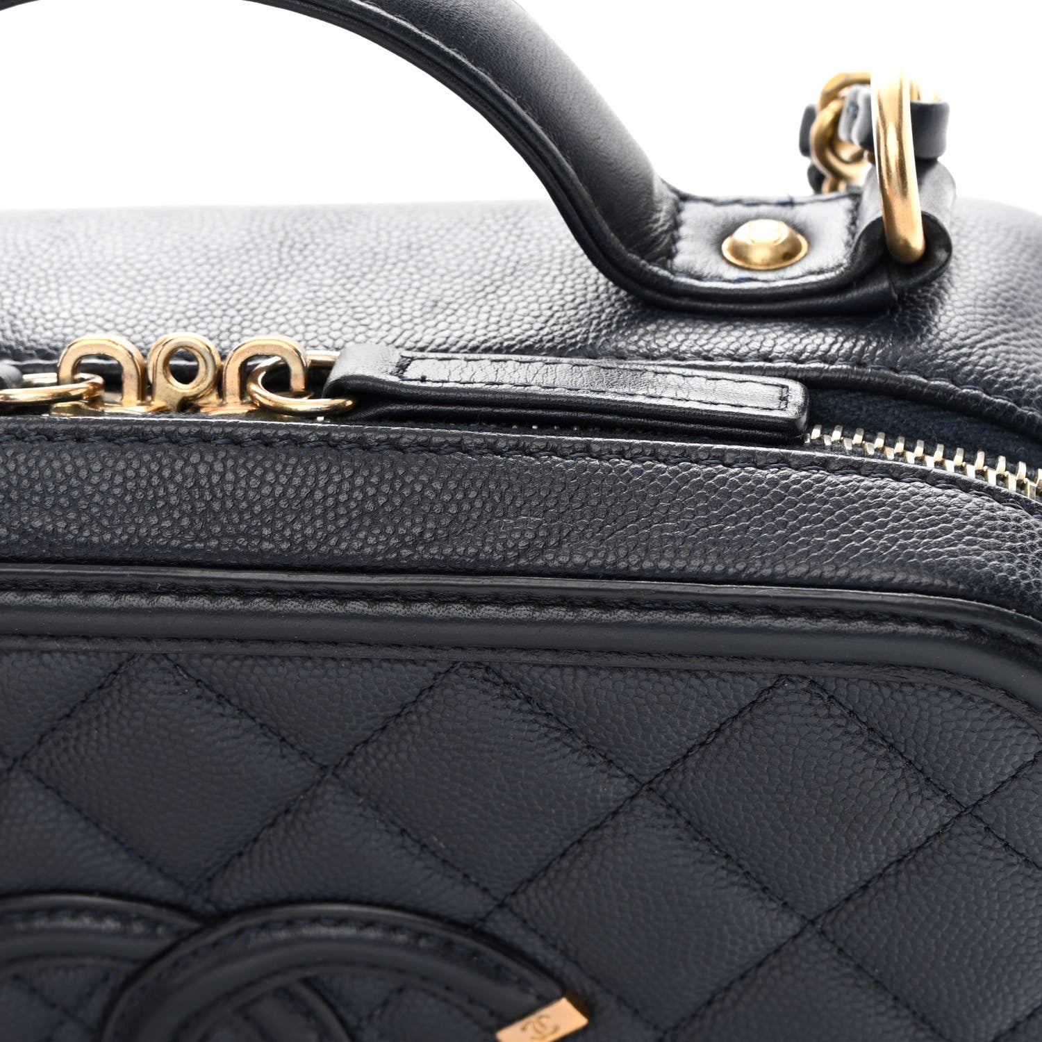Chanel Caviar Quilted Medium CC Filigree Vanity Case Navy 16 of 18