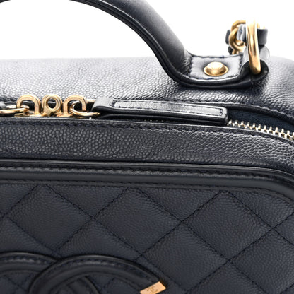 Chanel Caviar Quilted Medium CC Filigree Vanity Case Navy 16 of 18