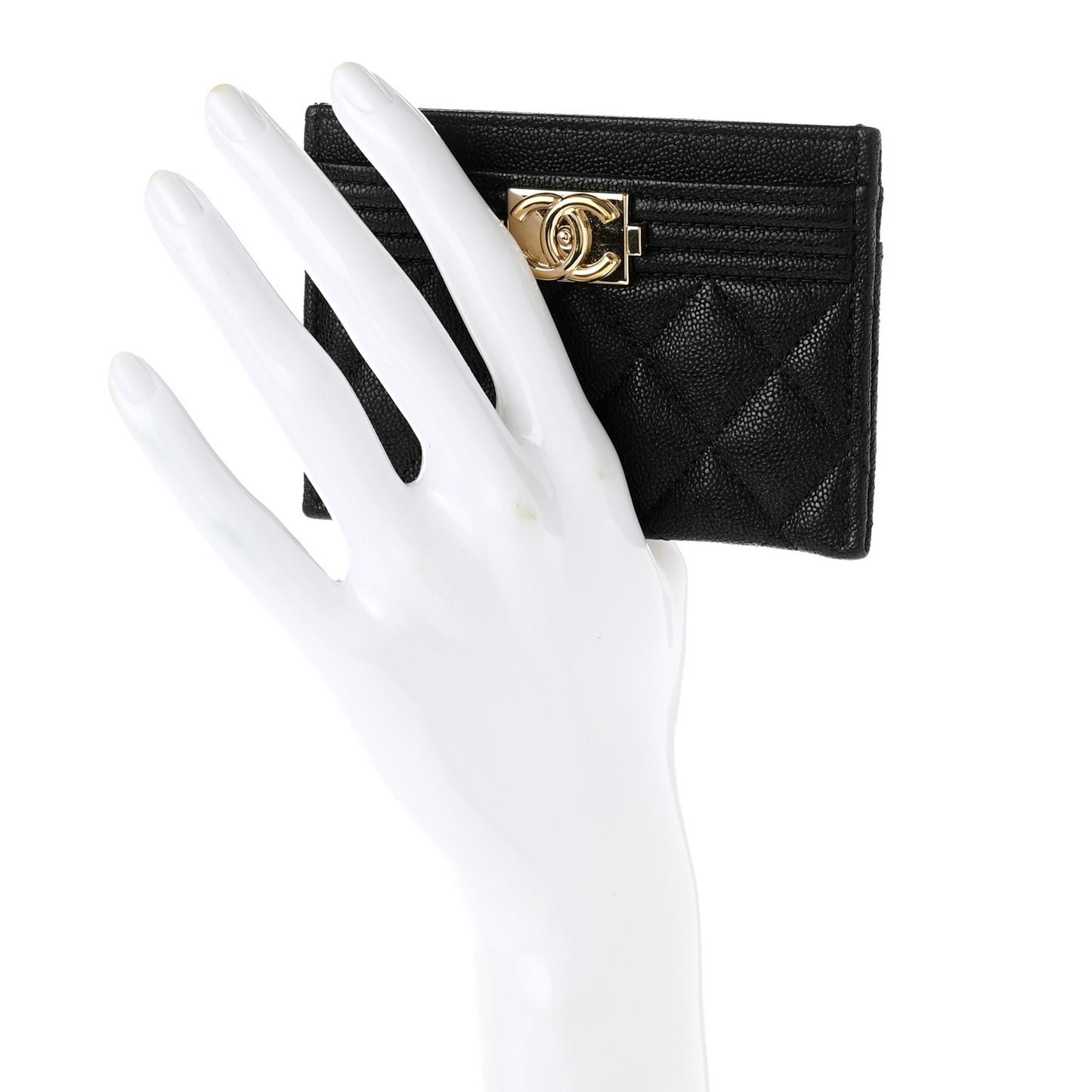 Caviar Quilted Boy Card Holder Black