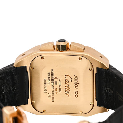 Cartier 18K Yellow Gold Alligator 41.5mm Santos 100 Chronograph Automatic Watch 4 of 4