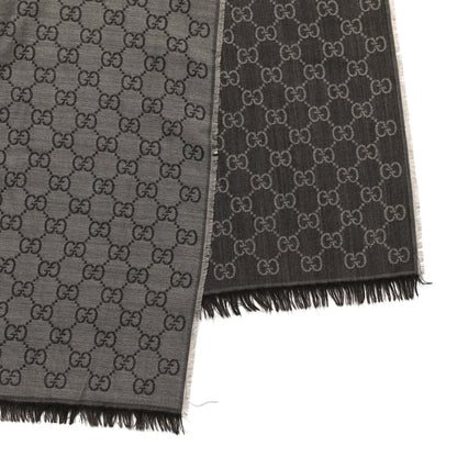 Gucci Wool Silk GG Monogram GGWeblong Fringe Scarf Shawl Rope Dark Brown 4 of 9