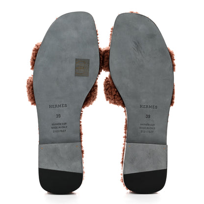 Hermes Woolskin Oran Sandals 39 Cognac 5 of 8