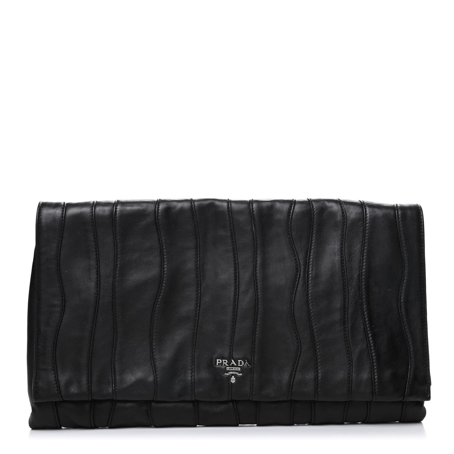 Nappa Pleated Clutch Black