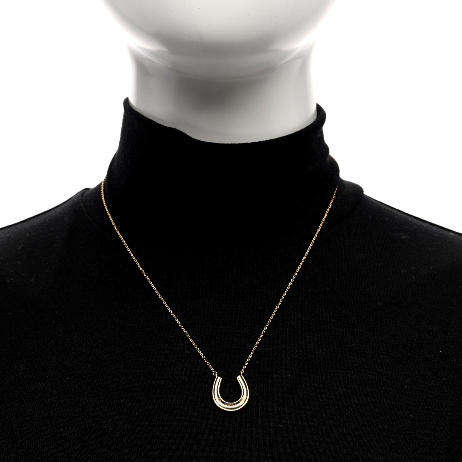 Tiffany 18K Yellow Gold 1837 Horseshoe Pendant Necklace 3 of 5