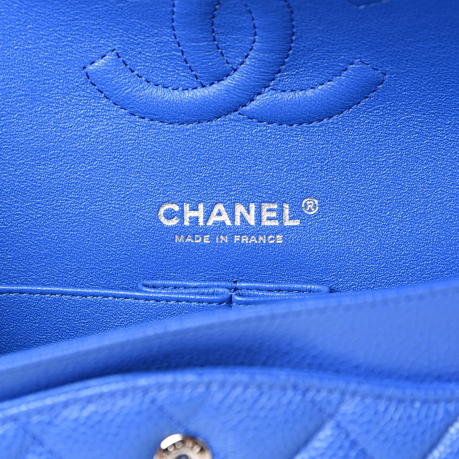 Chanel Caviar Quilted Medium Double Flap Blue 5 of 10