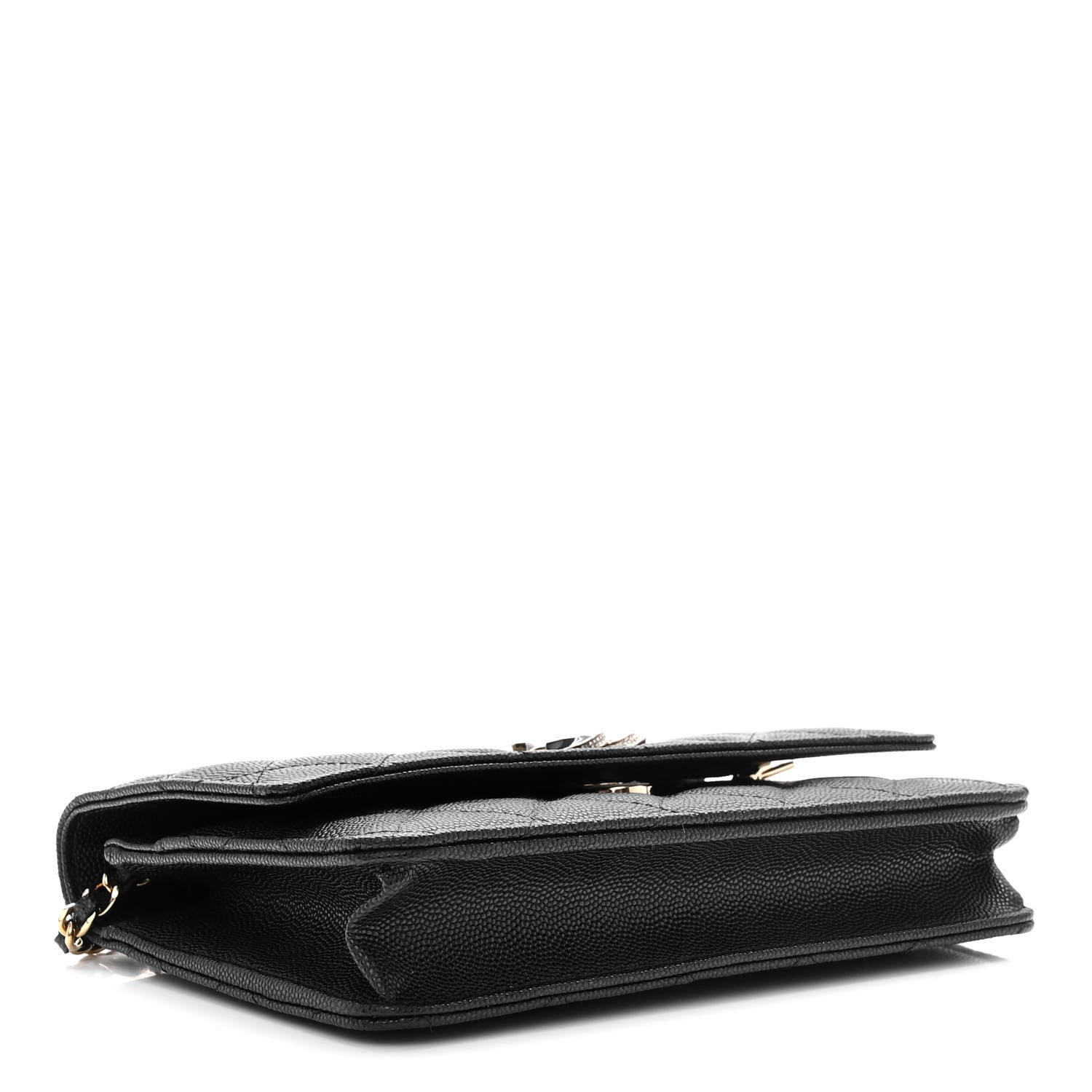 Chanel Caviar Quilted Crystal Enamel CC Wallet On Chain WOC Black 4 of 10