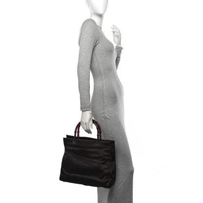 Gucci Satin Bamboo Handle Bag Brown 2 of 13